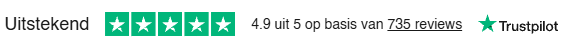 Uitstekend — 4,9 uit 5 op basis van 735 Trustpilot-reviews