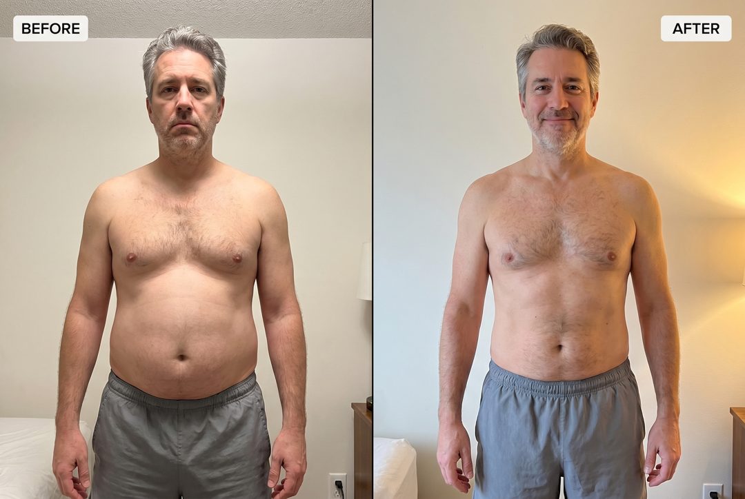 Before and after — VitaBurn user transformation