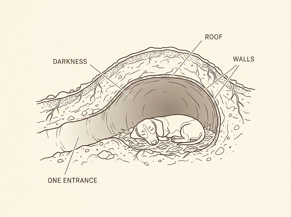 Diagram of the four requirements of a real den