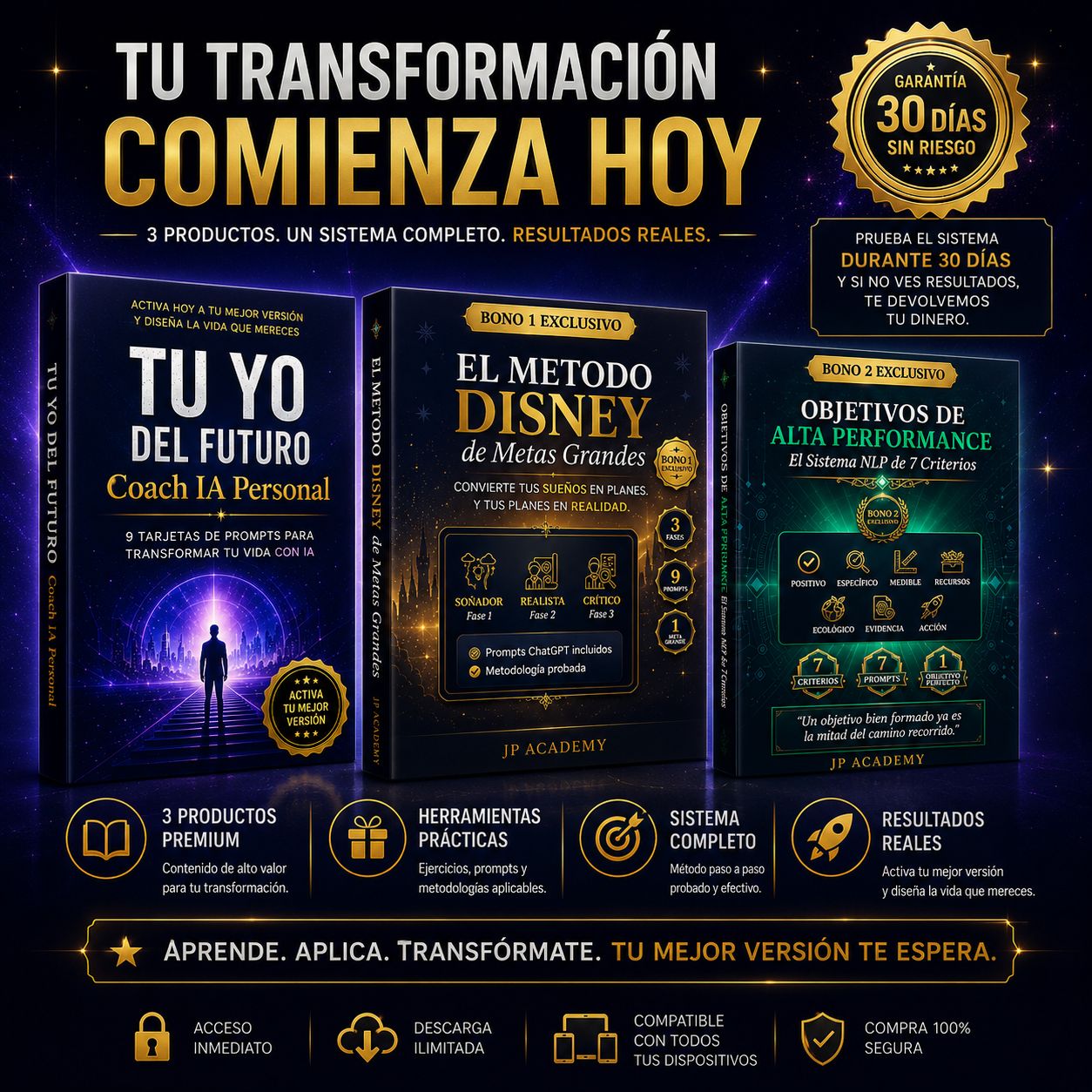 Tu Yo del Futuro + El Método Disney + Objetivos de Alta Performance — Garantía 30 días